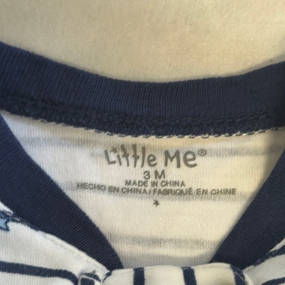Little Me - NWOT - Blue and White Nautical Footie One Piece - Picture 3 of 4
